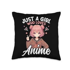 Just a Girl Who Loves Anime Kawaii Anime Merch Japanese Throw Pillow