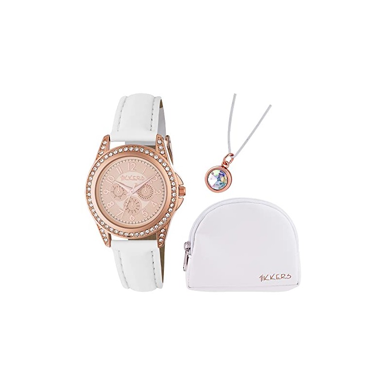 WATCH Tikkers Rose Gold Girls Designer Style White Strap