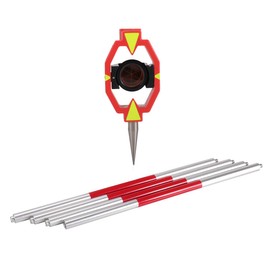 GMP111 Mini Prism with Pole, Extendable Aluminum Pole, Copper-Coating, 25.4mm Diameter 0mm Offset Surveying Optical Instrument