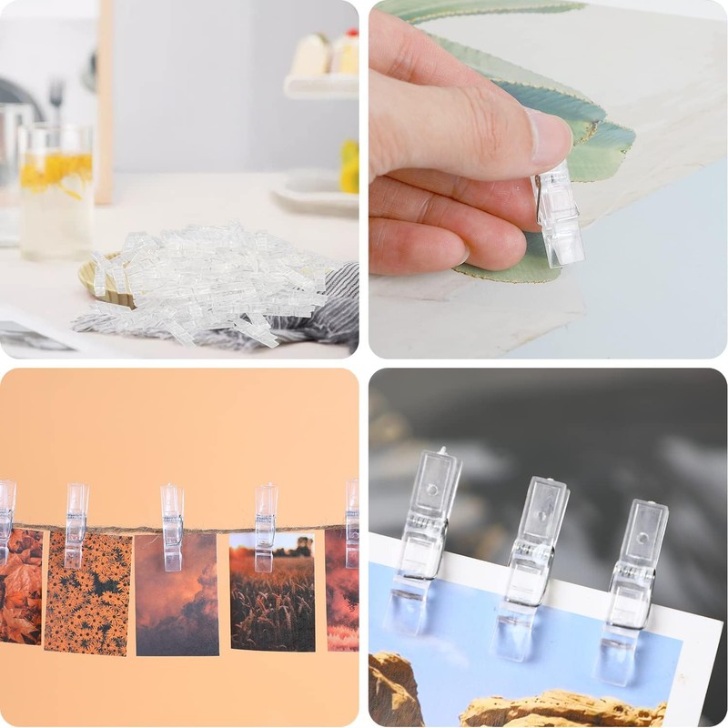 KIMOBER 1.37Inch Transparent Plastic Clear Clips,Craft Clothespins Binder Clips Peg