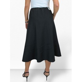 Smart Flared Skirt for Women UK Elasticated Waist Ladies Swing Midi Maxi Skirt Fully Lined Work Occasion Office Evening Black 10-20 (10)