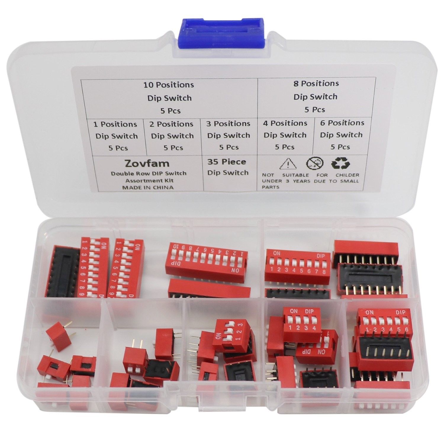 Double Row Dip Switch Assorted Kit Box Range 1 2 3 4 6 8 10 Position 2 ...
