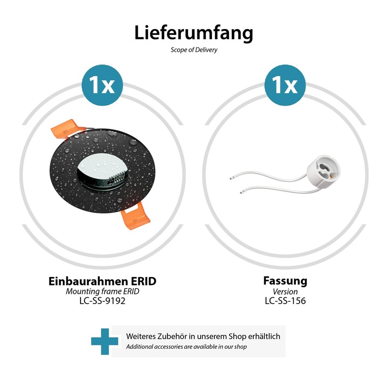 ledscom.de ERID Bathroom Ceiling Mounting Frame for Wet Rooms, IP44,