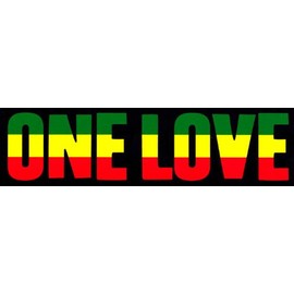 One Love - Rasta - Reggae Bumper Sticker/Decal (9.25" X 2.25")