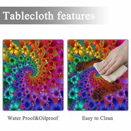Yibeas Tablecloth Round Tie Dye Table Cloth Rainbow Spirals Flower Petals Tie Dye Table Cover for Dining Room Kitchen Decoration Round Tablecloths 60 inch