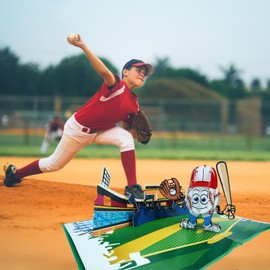 CUTE POPUP Enchanting Baseball Pop Up Card - Premium Italian Paper Handcrafted 3D Father's Day Card - Mesmerizing Sports Design for Dad, Grandpa, Friends (Captivating 6x6 inch Keepsake)