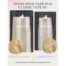DOORES Invisi Edge Seamless Tape in Hair Extensions Human Hair, Drity Blonde Highlight Golden Blonde 10 Injection Tape-ins with 10 Classic Tape-ins 50g 18 Inch, Injected Tape in