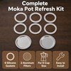 Zickupy 8Pcs Moka Pot Gaskets & Filters for 6-Cup Coffee