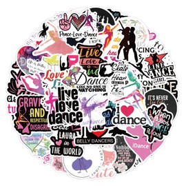 50PCS Dance Stickers,Dance Stickers,Teens Boys and Girls Sticker Pack Vinyl Skateboard Guitar Door Laptop Luggage Car Bike Water Bottle Birthday Party Supplies Stickers