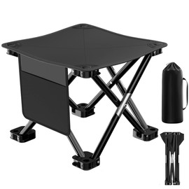 VSSOLO Camping Stool. Load Capacity 550 lbs Upgraded 13 Inch Portable Folding Stool.Lightweight Stool Ideal for Adult Fishing Outdoor Walking Beach Picnics (Black)