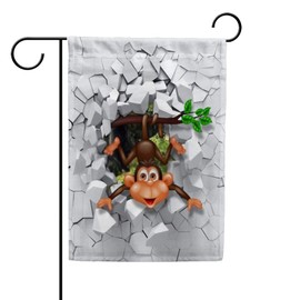 Rashu Monkey Garden Flag Welcome House Flag Vertical Double Sided Seasonal Decorative Polyester Flag for Home Lawn Indoor Farmhouse Patio Yard Outdoor Decor 12X18 inch