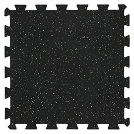 Genaflex Lock Heavy Duty Interlocking Rubber Gym Tiles 8mm Thick X 20" X 20" Super Durable Laminated Protective Exercise Home Gym Flooring Mats (10 Tiles, Black/Grey)