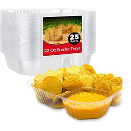12oz Plastic Nacho Trays (100 Pack) Small Disposable Tray for Nachos & Cheese Dip, Concession Stand Supplies, Movie Night Snacks for , Carnival Party Decorations,  , Snack Containers - Color: 25, Size: 22 oz