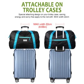 Mangrove Onboard Size Holdall, 53cm 46L Ultralight Foldable Travel Duffel Luggage Bag for Travel Overnight Weekender Gym Sports(Black Blue)