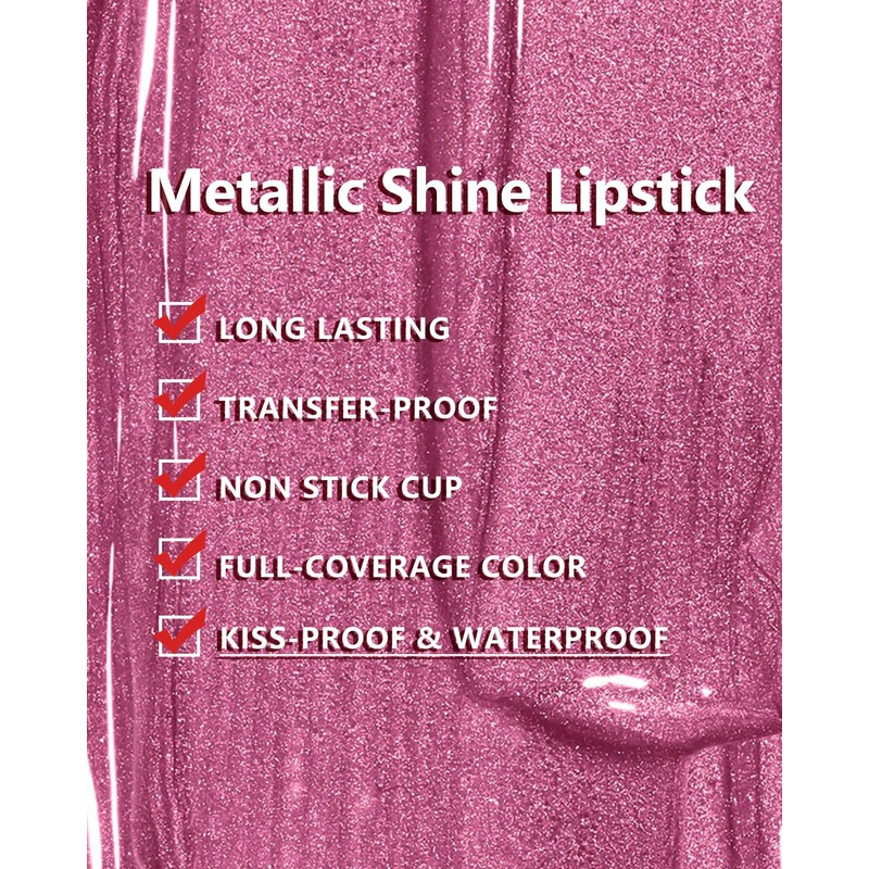 MAKI YIKA Metallic Lipsticks Long Lasting Brown Lipstick for Women,