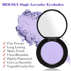 MEICOLY Light Purple Eyeshadow with Mirror,Matte Violet Lavender Eye Shadow Palette,Purple Powder Makeup,Single Eyeshadow for Women and Girls,Eye Makeup Eyelid Color,High Pigment