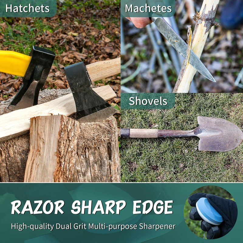 4 Axe Sharpener Tools with Sheath, Multipurpose Axe Sharpener Stone