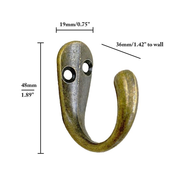 Beilala Individual Coat Hooks Bronze, 6 Pack Vintage Wall Hooks