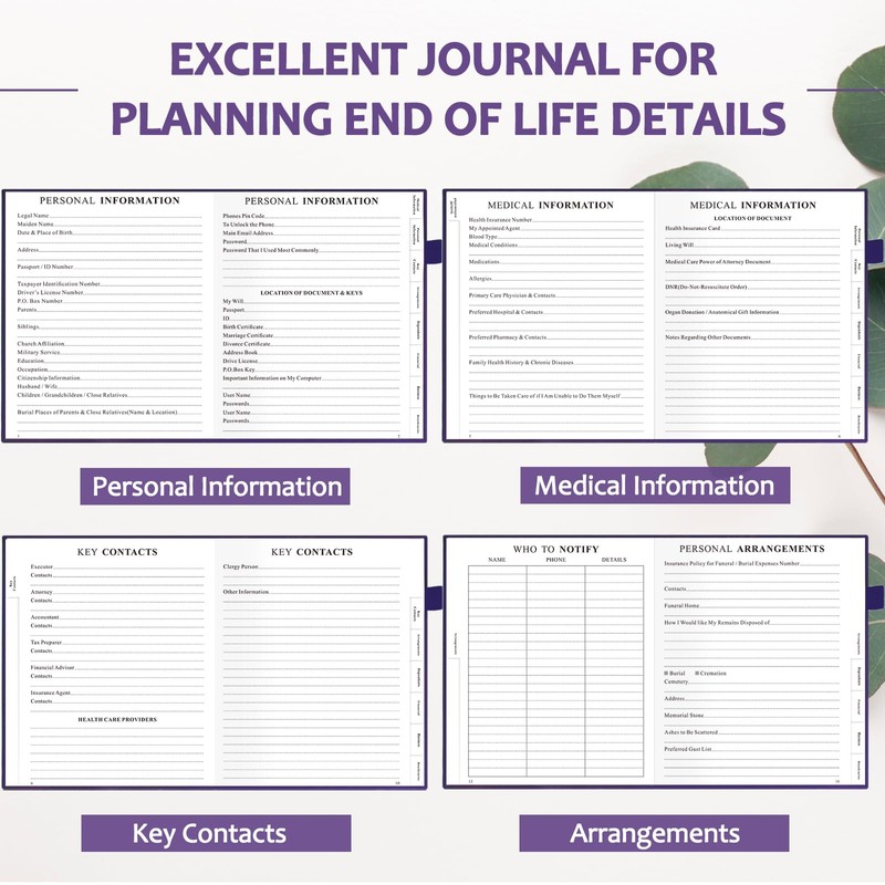 End of Life Planner, Guided Estate Planning Organizer with Tabs,
