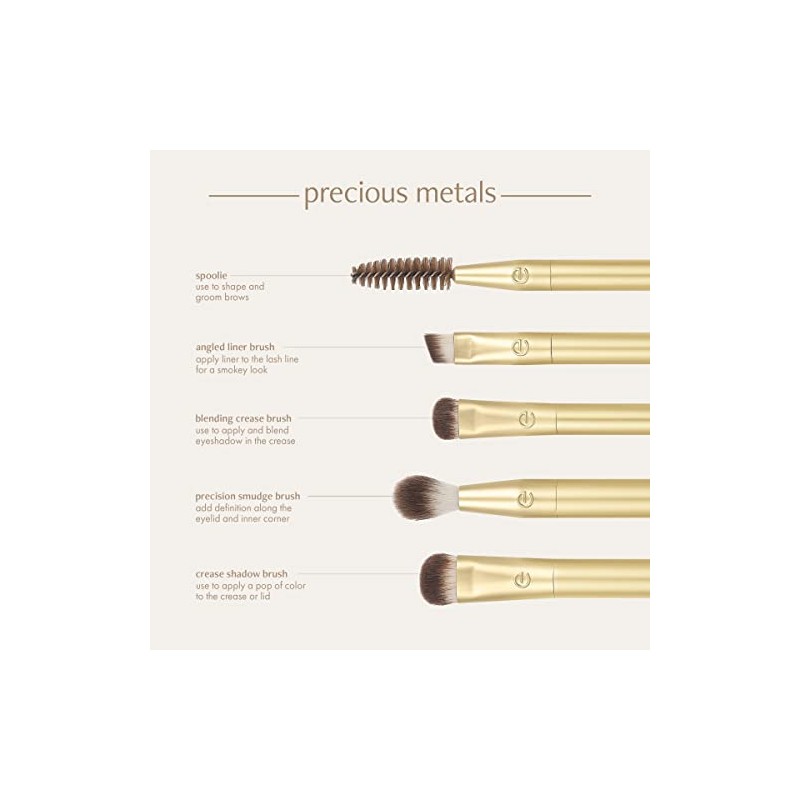 ECOTOOLS, Precious Metals Brightening Eye Brush Set, Kit de Brochas