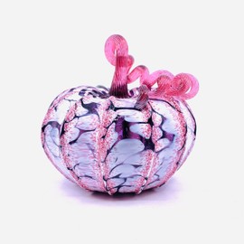Luke Adams Glass Handmade Glass Pumpkins Handmade Table Top Home Decor (Squat, Cherry Blossom)