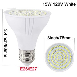 LED Spa Light Bulb 120V for Inground Spa 15W 1500Lumen 6000k Daylight White Par20 Spa Bulb E26 Hot Tub Replacement for Pentair Hayward Underwater Light Fixtures Replace up to 100-300W Halogen Bulb