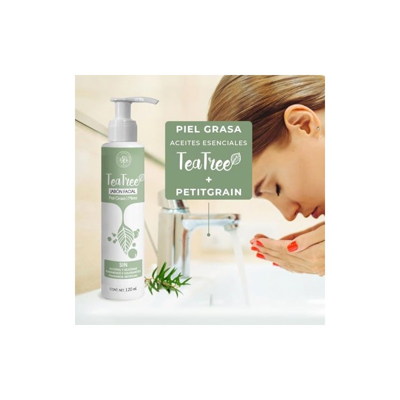 Árbora Jabón Facial con Tea Tree piel grasa acné y