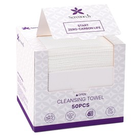 Serenorch Disposable Face Towels (50 Count) – XL 10"x12" Ultra Thick Facial Cleansing Cloths – Soft Biodegradable Dry Wipes for Sensitive Skin – Lint-Free Makeup Remover Towelettes for Daily Skincare