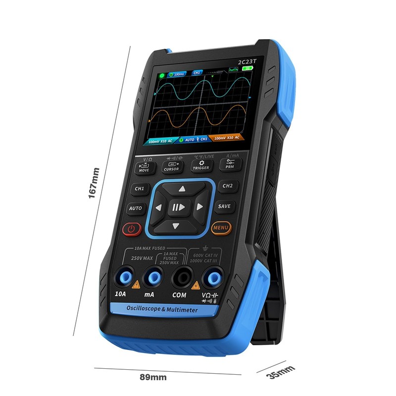 DEWIN Oscilloscope Multimeter, 3-in-1 2-Channel Oscilloscope Multimeter Signal Generator 10