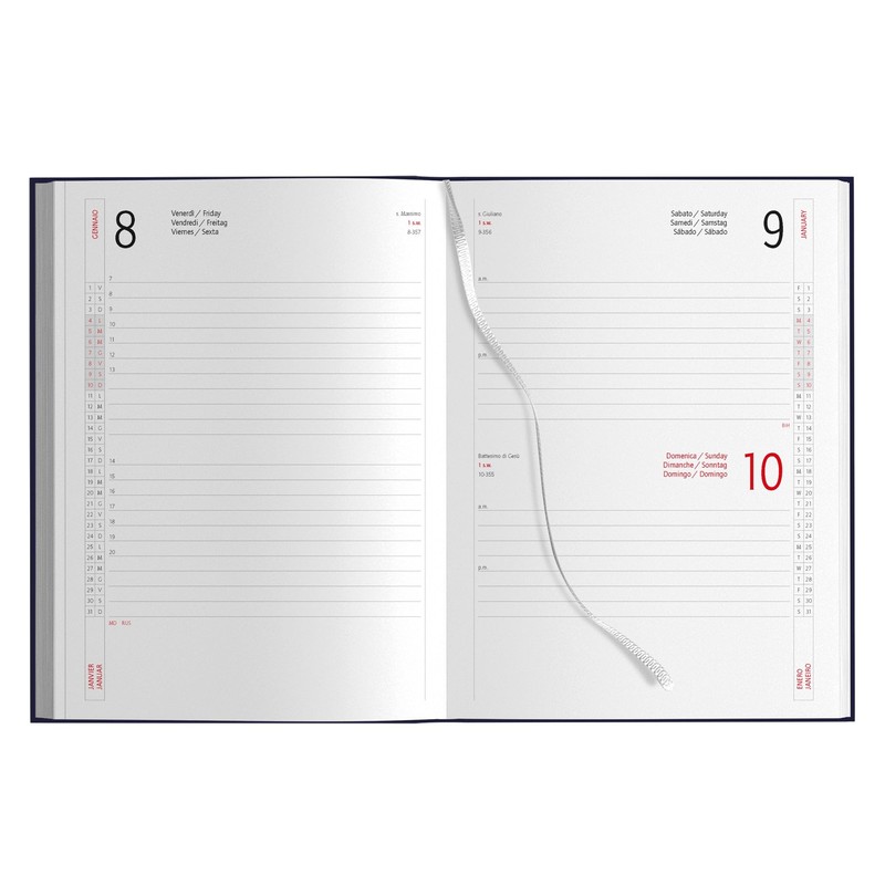 Agenda Giornaliera 2027 A5 15x21cm Copertina Gommata Blu