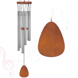 Virekm Wind Chimes Outdoor, Wind Chime with Natural Sounds, Outdoor/Indoor Decorations for Patio, Porch, Zen Garden Decor (Silver Tube)