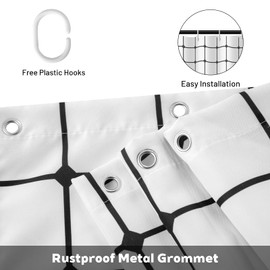 Mightree Checkered Shower Curtains Set – Water Repellent & Machine Washable Fabric Shower Curtain with Tassel for Bathroom, Farmhouse Boho Style Bath Curtains 72”x74”, Black & White