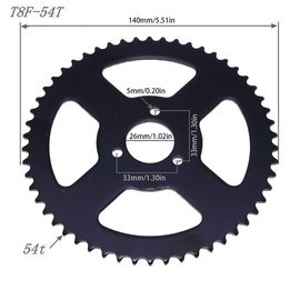 Windance T8F 54T 26mm Rear Sprocket for 47cc 49cc Motorcycle Scooter Dirt Pit Pocket Bikes Scooters ATVs, 54 Teeth Dirve Chain Sprocket