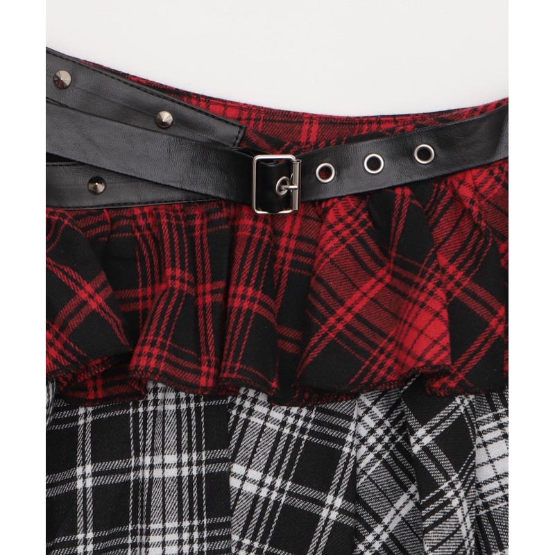 [ウィゴー] Figments パンク レイヤード チェック イレヘム スカート レディース F 柄1