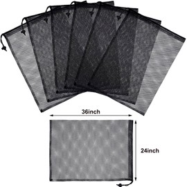 TecUnite 10 Pcs Mesh Bags Drawstring Laundry Bags Large Nylon Mesh Bags Gift Bag Dishwasher Bag with Sliding Drawstring for Kitchen Jewelry Gifts Wedding Favor Home(24 x 36 Inch,Black)
