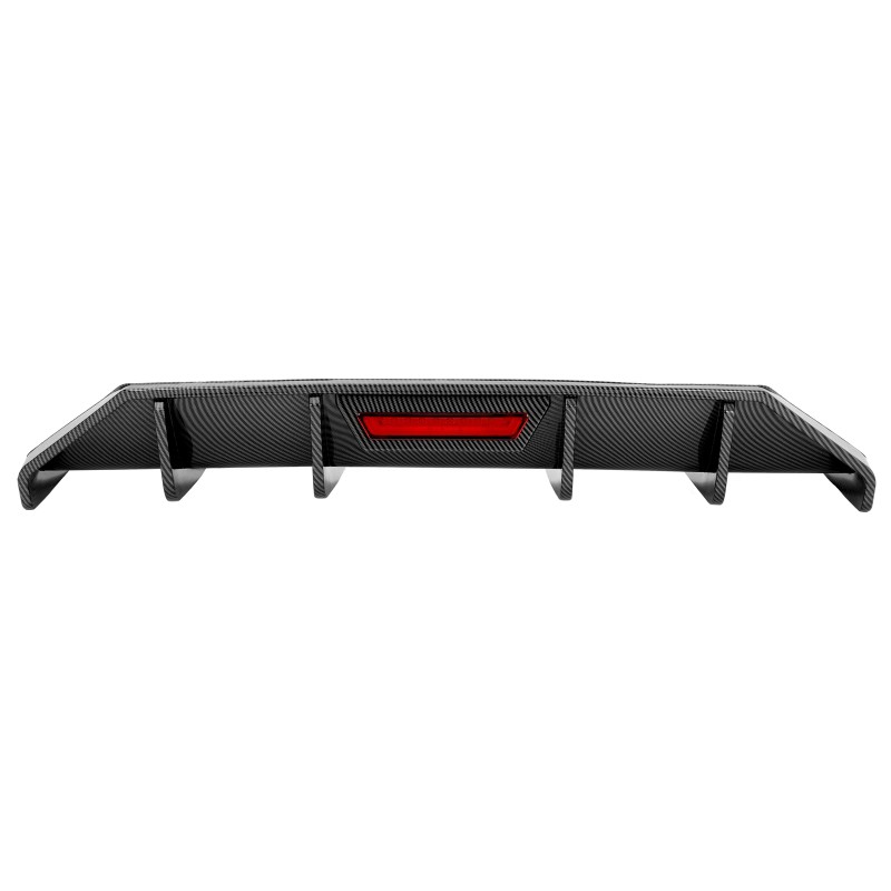 KUAFU Rear Bumper Diffuser Spoiler W/ Led Light Carbon Look