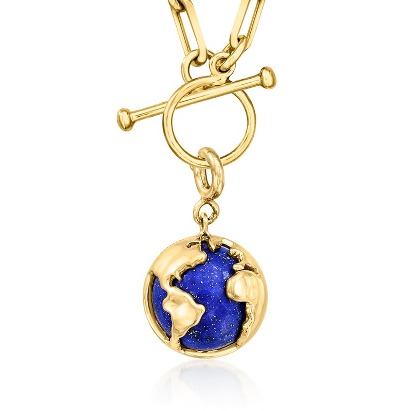 Ross-Simons Lapis and 18kt Gold Over Sterling Globe Charm