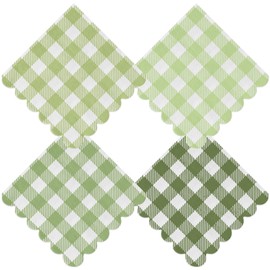 Cocktail Napkins, Paper Napkins Disposable for Dinner, Plaid Party Napkins, Wedding Napkins, 9.8 x 9.8 Inch, 3-Layer Paper for Party Dining, Picnic, Home (120, Green)