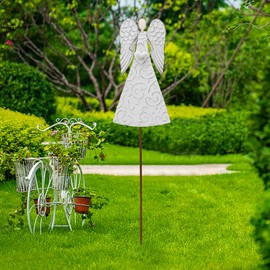 Attraction Design Angel Garden Stake Decorative Angel Yard Stake, Angel Decor Metal Yard Art Decor Outdoor Garden Decoration for Patio Porch Lawn Pathway Backyard 40.5" x 8" x 1" (2)