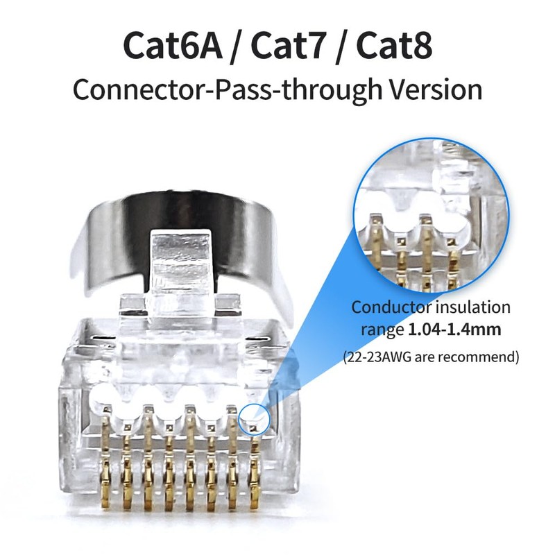 XANHAM 30 Pack Cat7 Cat6A Pass Through Shielded RJ45 Connector