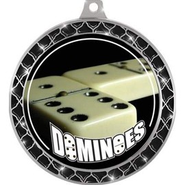 Dominoes Black Trellis Medal Silver, 2.5" Dominoe Games Prizes, Kids Dominoes Trophy Medal Awards 20 Pack Prime