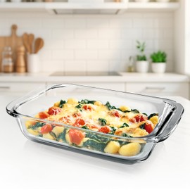 GOURMETmaxx Pirofila per friggitrice ad aria calda e forno, 800 ml, in vetro borosilicato, rettangolare, teglia piccola per preparare, cuocere e servire, per friggere e cuocere