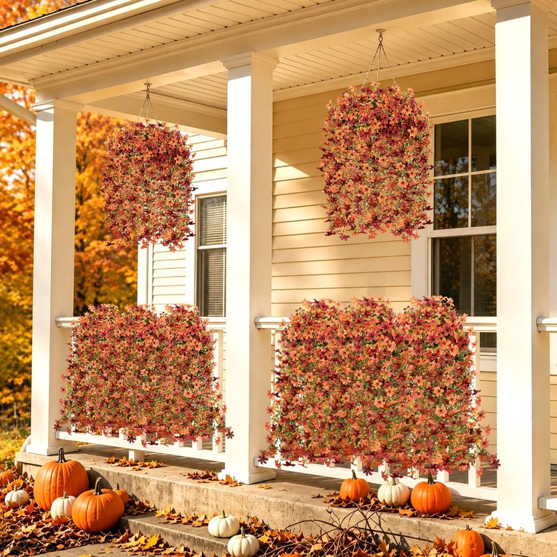 2PCS 344-Blooms Artificial Fall Flowers,UV Resistant No Fade Silk Fake