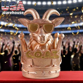 Golden GOAT Crown Statue Hand-painted Resin Art Figurine for Holiday Award Decor and GiftsColor: Orange, Size: One Size