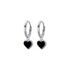 SLUYNZ 925 Sterling Silver Black Heart Hoop Earrings for Women