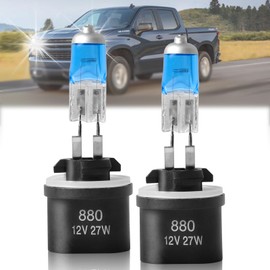 QUAYUB Fit For Chevy Silverado 1999-2002 Halogen Fog Light Bulbs,880 Fog Light Halogen Light Bulbs Replcement Bulbs,Plug and Play,Bright White,Pack of 2