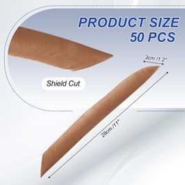 PATIKIL Arrows Vanes, 50 Pack 11 Inch Turkey Feather Arrow Fletching Archery Arrow Feather Left Wing Shield Fletch for DIY Target Shooting, Brown