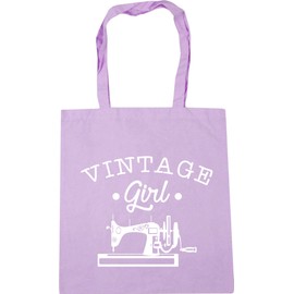 Hippowarehouse Vintage Girl Sewing Machine Tote Shopping Gym Beach Bag 42cm x38cm, 10 litres