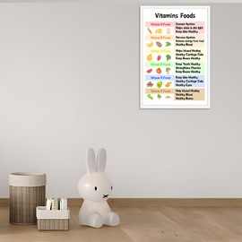 Rubeoxn - Pósters de vitaminas y alimentos, alimentos coloridos, alimentos saludables, arte de pared, verduras, frutas y legumbres, hechos nutricionales, impresiones veganas para el hogar, recámara,