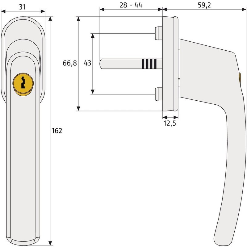ABUS FG200 W SB Lockable Window Handle, White, Set of